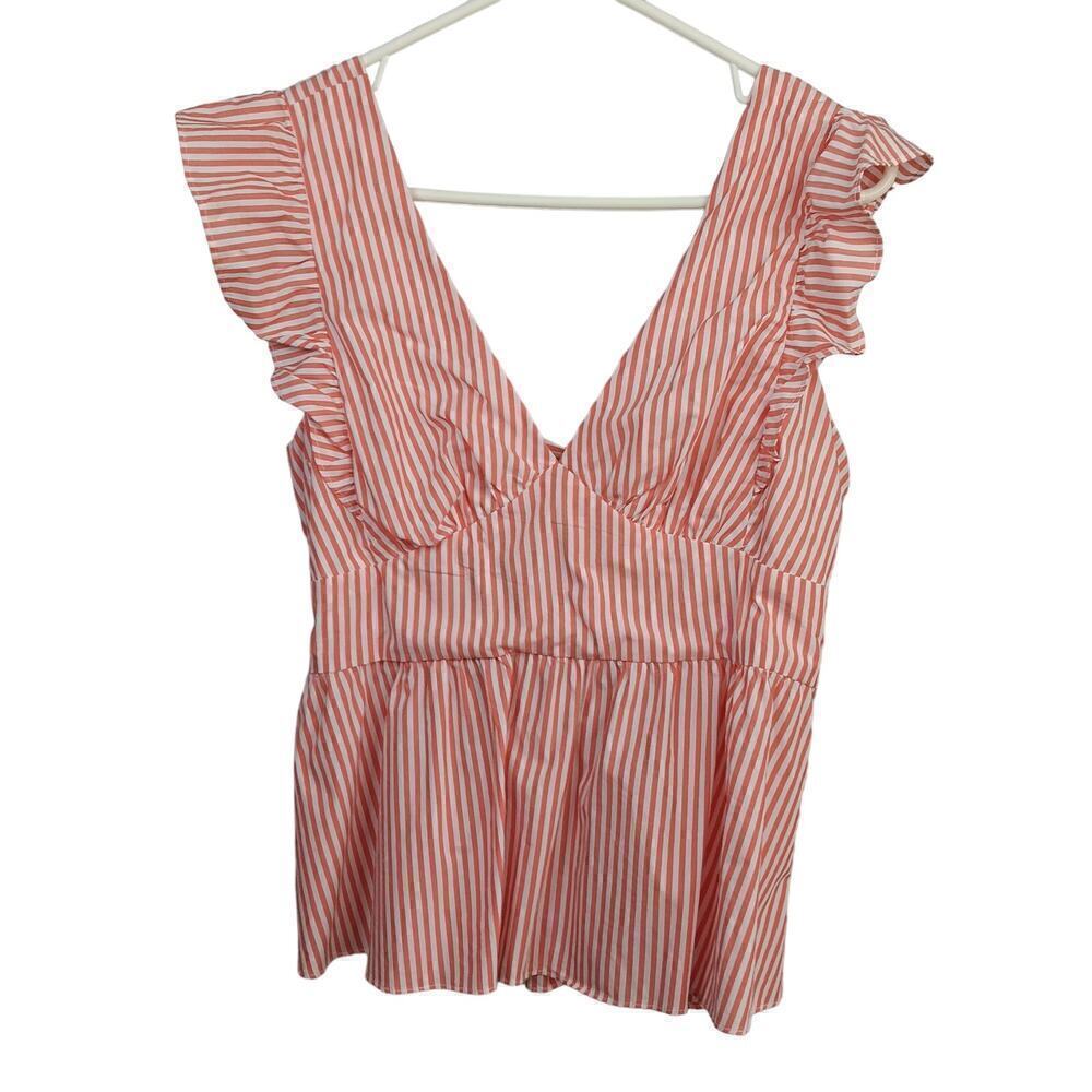 Skies Are Blue L Red White Striped Halter Tie In Back Tank